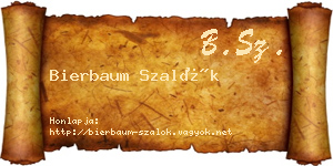 Bierbaum Szalók névjegykártya